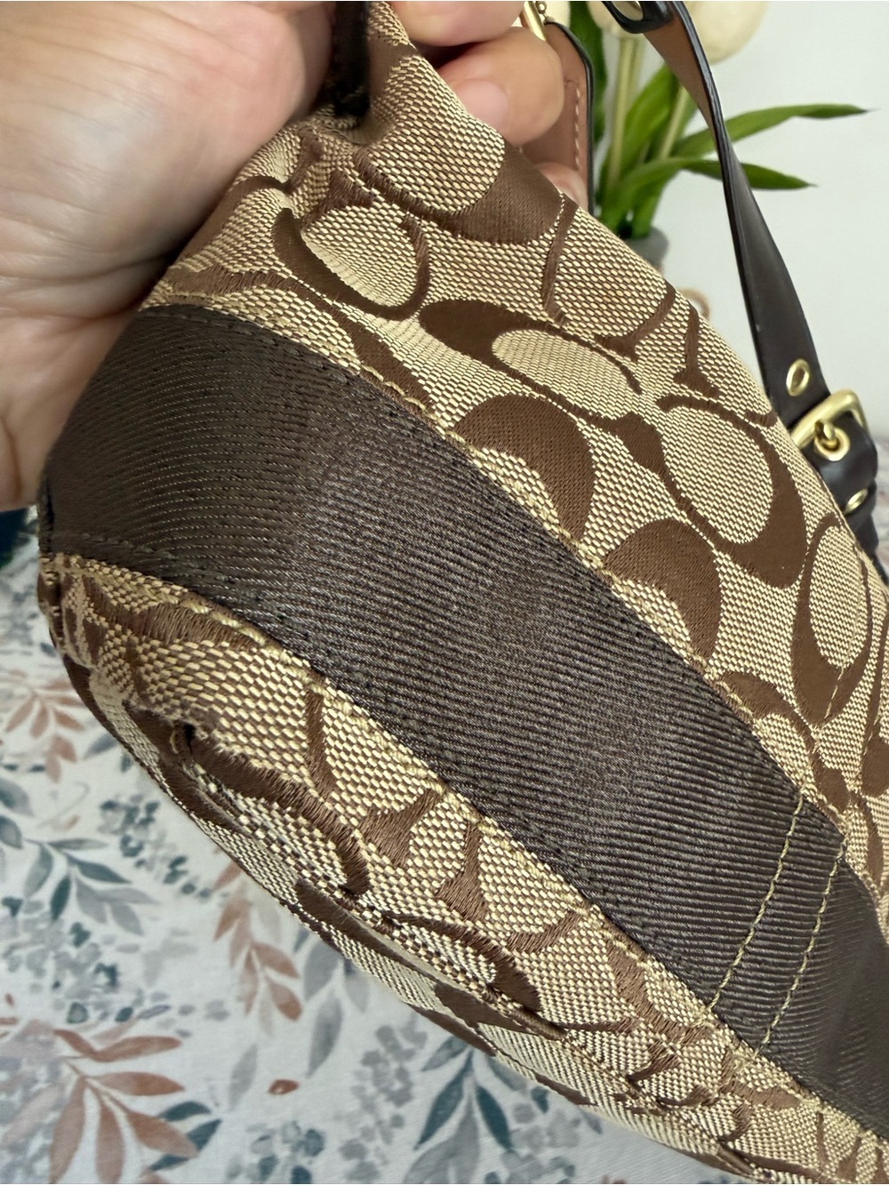 Coach Brown and Tan Signature Jacquard Mini bag - Picture 7 of 9